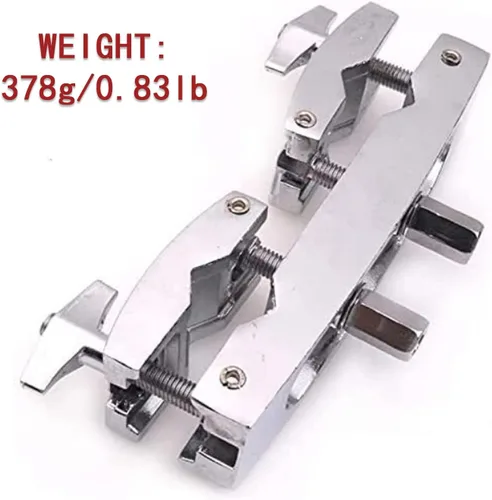 Vista 3 de CashBeat Abrazadera múltiple ajustable, soporte de montaje de platillos de acero inoxidable plateado Quick Release Drum Cymbal Stand Clamp with