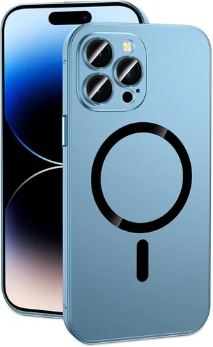 Vista 18 de Funda magnética de aluminio de metal mate para iPhone, funda magnética delgada de aleación protectora de lente de cámara para iPhone 14 Pro Max 13