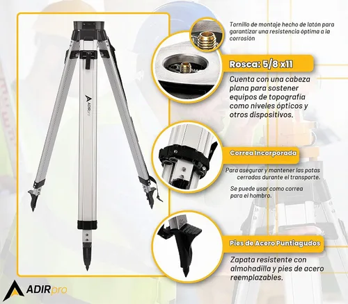 Vista 2 de Trípode de aluminio AdirPro con abrazadera rápida