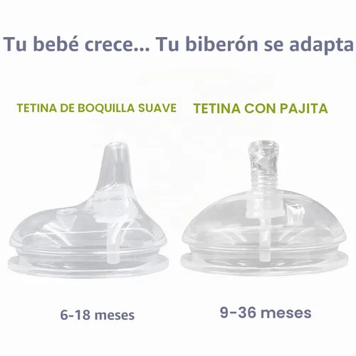 Vista 5 de Tetinas para biberón con boquilla suave para biberón Comotomo, paquete de 2 Se adapta a biberones de 5 onzas y 8 onzas Los pezones de transición