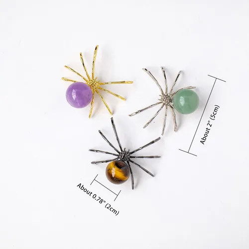 Vista 2 de Runyangshi 1 bola de amatista de cristal natural de 2 pulgadas, hecha a mano, estatua de araña animal, adorno de cristal curativo para decoración