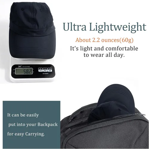 Vista 57 de Gorra de béisbol impermeable para hombre, sombrero de lluvia plegable para correr al aire libre, sombrero de pesca solar