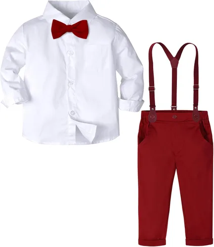 Vista 18 de A&J DESIGN Conjunto de ropa formal para niños pequeños con tirantes y tirantes