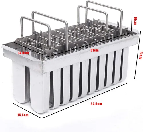 Vista 2 de Kit de moldes para paletas de hielo de acero inoxidable, soporte para palitos de helado de paletas de hielo + cepillo de limpieza