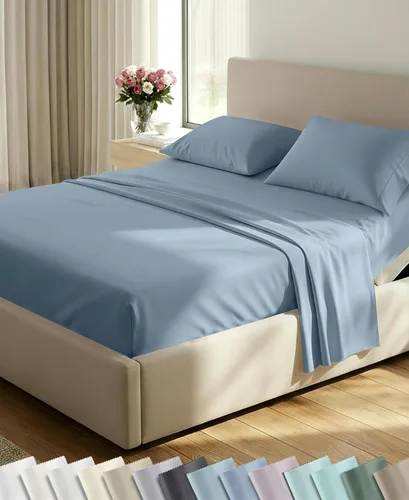 Vista 62 de California Design Den Juego de sábanas tamaño King, 100% algodón, sábanas lujosas de 600 hilos con bolsillo profundo, ropa de cama duradera con 16