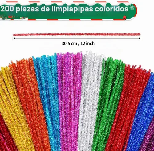 Vista 2 de Eppingwin 200 limpiapipas, limpiadores de pipas con purpurina, suministros de manualidades, tallos de felpilla de 10 colores para proyectos