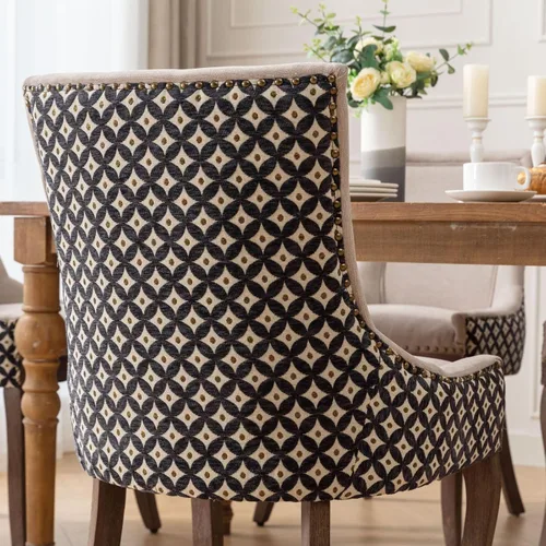 Vista 9 de A&A Furniture Ultra Side Dining Chairs Set of 2, Modern Table & Chair Sets with Thickened Fabric and Solid Wood Legs, Bronze Nail Head Accent