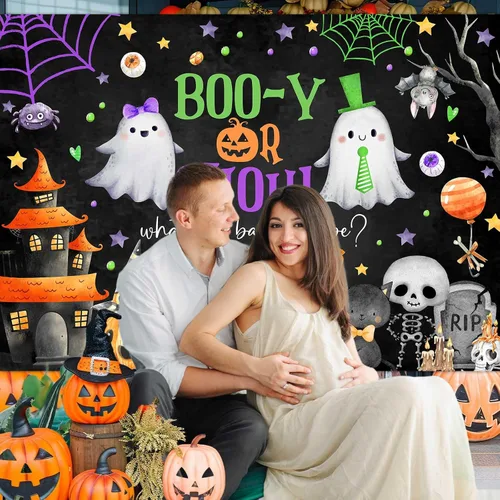 Vista 3 de Avezano Decoración de fiesta de revelación de género para Halloween, decoración de fiesta de revelación de género o Ghoul Will Baby Boo Be