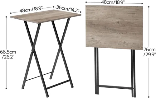 Vista 3 de HOOBRO Mesas Plegables para TV, Juego de 4 Bandejas de TV con Estante de Almacenamiento, Mesa Auxiliar Industrial para Comer en el Sofá, Mesa
