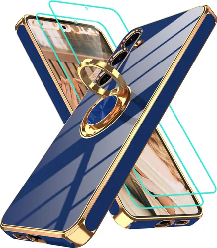 Vista 222 de Funda para Motorola Moto G 5G 2024: Funda Moto G Play 5G 2024 con 2 piezas de protectores de pantalla, soporte de anillo de rotación de 360°