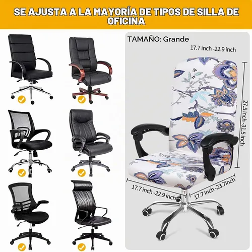 Vista 5 de Smiry fundas elásticas estampadas para silla de oficina de computadora, fundas universales para sillas giratorias de escritorio, extraíbles