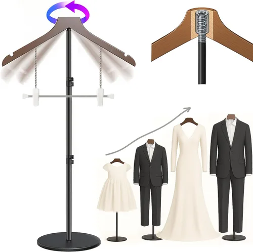Vista 16 de Soporte para camisetas (negro, 44.5 pulgadas con soporte para sombreros, 1 unidad)