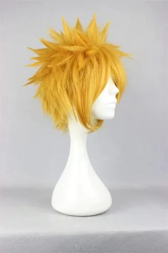 Vista 3 de COSPLAZA Peluca de color amarillo con los pelos en punta para cosplay de anime