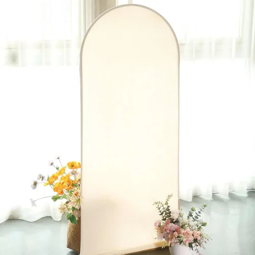 Vista 8 de Efavormart - Funda de elastano ajustada de elastano beige de 5 pies, ajuste cómodo, manga de fondo redonda para temas bohemios neutros y escenarios
