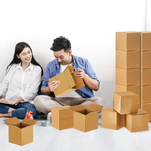 Vista 3 de PerKoop Paquete de 100 cajas de envío de 4 x 4 x 4 pulgadas, caja de correo de cartón, cajas de envío pequeñas de papel kraft corrugado