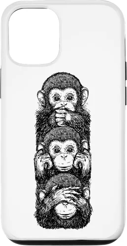 Vista 28 de Three Wise Monkeys See No Evil Hear No Evil Speak No Evil Case for iPhone 16