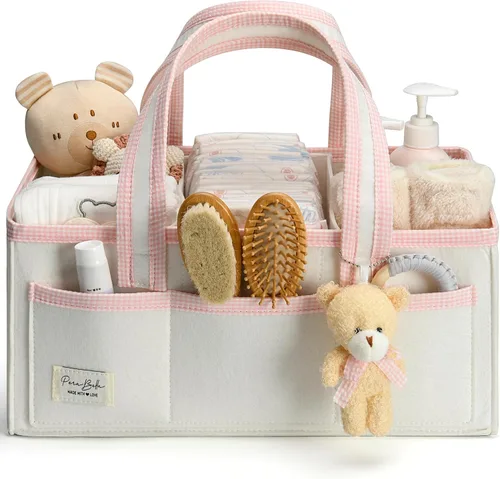 Vista 14 de Organizador de Pañales PeraBella XL con Asa, Bolsa de Regalo para Baby Shower, Artículos Imprescindibles para Registro de Búsqueda, Organizador