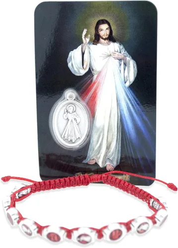 Vista 3 de Venerare Pulsera de cordón ajustable católica con esmalte