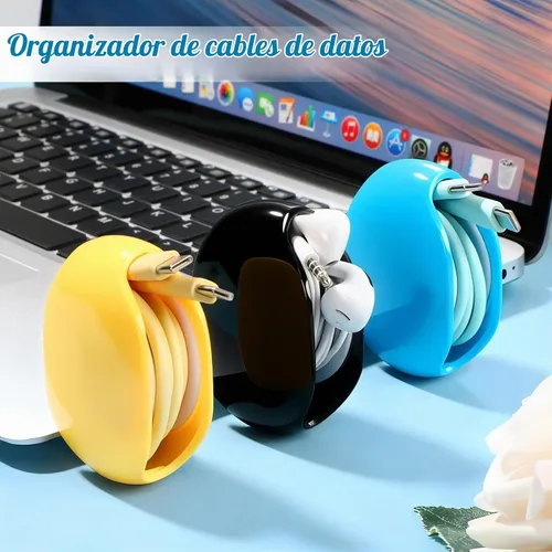 Vista 6 de Carrete de cable automático, carrete de cable oculto retráctil, para cable de carga de auriculares USB, cable de carga para viajes y organización