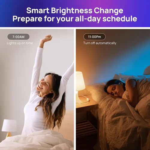 Vista 8 de Consciot Bombillas inteligentes, bombillas LED A19 E26 que cambian de color, WiFi y Bluetooth, certificado Matter, funciona con Alexa, Google Home