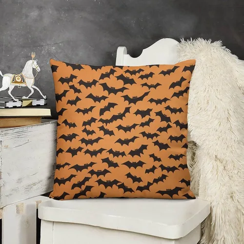 Vista 10 de Funda de almohada de calabaza, fantasma, espeluznante, telaraña, calavera, murciélagos, fundas de almohada decorativas, fundas de almohada rústicas