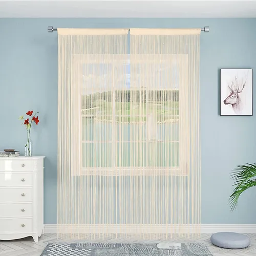 Vista 4 de HSYLYM - Cortinas de cuerda de espaguetis para puertas con borlas de privacidad, marco de puerta, hippy, pared, cocina, pasillo, bohemia, cortinas