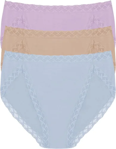 Vista 24 de Natori Paquete de 3 calzoncillos de corte francés Pima Bliss para mujer Negro/Café/Blanco