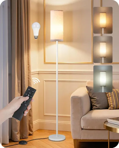 Vista 26 de Paquete de 2 lámparas de pie rosas regulables para sala de estar con 2 controles remotos e interruptor de pie, lámpara de pie de esquina, lámpara