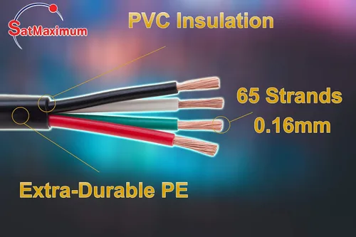 Vista 2 de Satmaximum Cable de altavoz para exteriores de 16/4 de 500 pies, aluminio revestido de cobre, cable de audio trenzado a granel CL2, entierro
