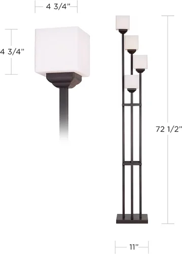Vista 4 de Lámpara de pie estilo árbol con cuatro luces, de bronce