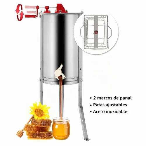 Vista 8 de VINGLI Extractor Manual de Miel de 2 Marcos, Separador, Tambor Giratorio de Panal de Acero Inoxidable de Grado Alimenticio, Manivela Manual