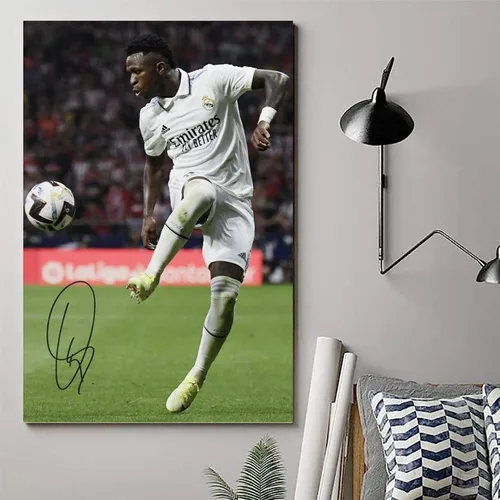 Vista 6 de LOGAUT Vinicius Jr Poster Vini Jr - Póster de fútbol firmado para pared, pintura estética para decoración del hogar, (V5114), sin marco, 12 x 18