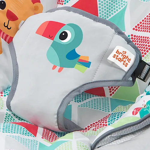 Vista 6 de Bright Starts Baby Bouncer Soothing Vibrations - Asiento para bebé, música, barra de juguete extraíble, 0-6 meses hasta 20 libras (Tucán Tango)