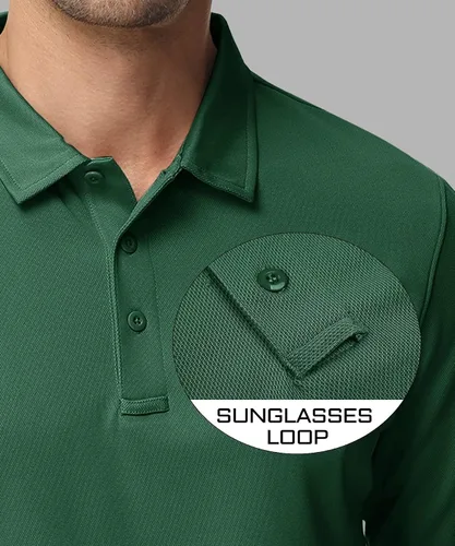 Vista 3 de MAGCOMSEN Camisas polo para hombre, 3 botones, secado rápido, manga larga, tácticas, camisa de golf