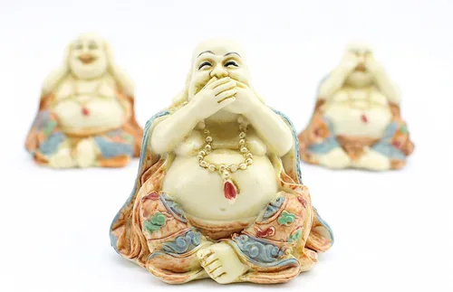Vista 3 de We pay your sales tax 3 figuras de monjes de Buda Feng Shui, estatuas para decoración del hogar, regalo de cumpleaños, regalo de inauguración
