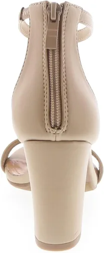 Vista 4 de TOP MODA Hannah-1 - Sandalias de tacón alto con tira en el tobillo elegantes, suela antideslizante, para boda, fiesta, baile de graduación Beige
