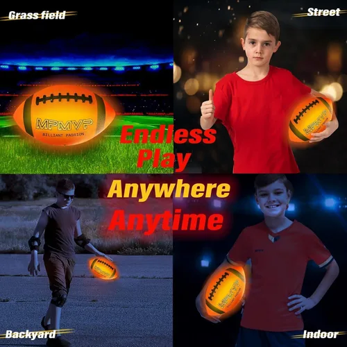 Vista 6 de Balón de fútbol que brilla en la oscuridad, balón de fútbol LED de tamaño 6, recargable por USB, genial juguete deportivo para exteriores