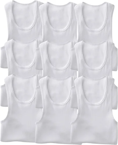Vista 10 de ToBeInStyle Camiseta sin mangas para hombre, ajuste delgado, mezcla de algodón, color liso, cuello redondo