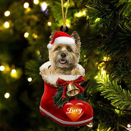Vista 18 de Adorno de Navidad de perro afgano en bota de Papá Noel, adorno de nombre de perro personalizado, regalo para amante de los perros, decoración