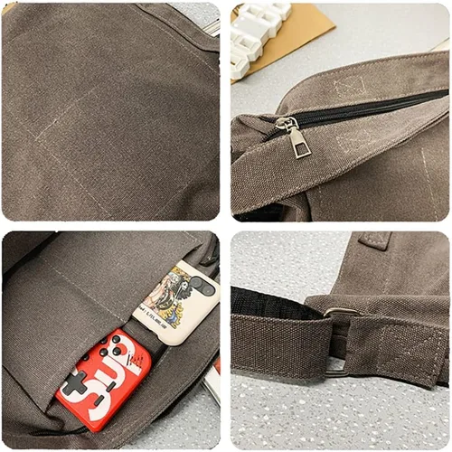 Vista 7 de Sumleno Bolso de lona vintage de mensajero, bolso cruzado alt emo, bolso de hombro gótico punk, satchels Harajuku grunge