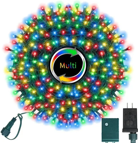 Vista 20 de Cadena de luces decorativas navideñas de 33 pies, 100 luces LED de alambre verde, luces de hadas estrelladas enchufables, 16 modos de iluminación