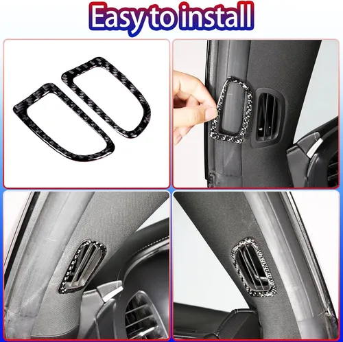 Vista 4 de Sekhyna Marco de salida de aire para puerta interior de un pilar compatible con Corvette C7 Stingray 2014-2019 fibra de carbono suave, 2 piezas
