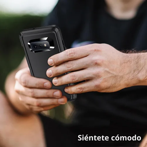 Vista 6 de Funda para Galaxy S10e, a prueba de golpes, a prueba de caídas, a prueba de polvo, protección de cuerpo completo de 3 capas, funda rígida de alto