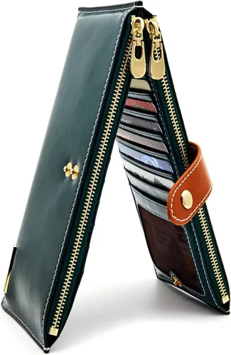 Vista 17 de ANDOILT - Cartera de cuero genuino para mujer con bloqueo RFID para tarjeta de crédito con cremallera