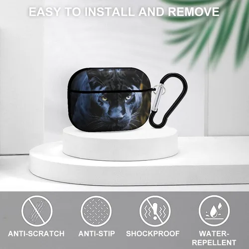 Vista 3 de Panther with Blue Eyes for Airpod Pro Case Cover Hard Shell Full Drop Protection Cover with Keychain Compatible with AirPod Pro 2nd/1st