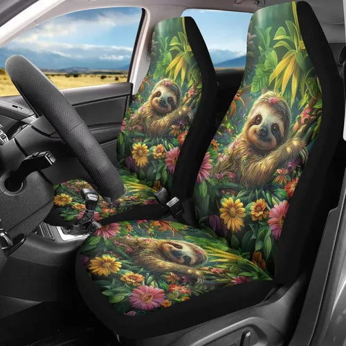 Vista 28 de Mumeson Fundas protectoras de asiento delantero de automóvil con estampado de calavera y girasol, fundas elásticas para asiento de automóvil, 2