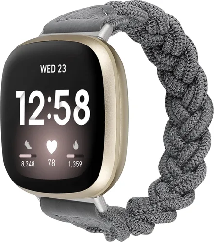 Vista 10 de Wearlizer Banda elástica compatible con correas Fitbit Versa 4 3/Sense 2 1 Correa trenzada para mujer, correa trenzada elástica para Versa