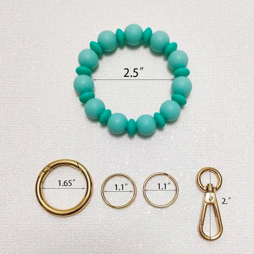 Vista 3 de Junyuerly Llavero de silicona con cuentas para mujer, pulsera elástica para llavero