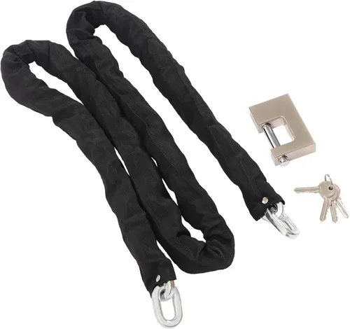 Vista 9 de Cerradura de cadena de seguridad de 6 pies, cadena resistente de 3/8 pulgadas, alta seguridad para motocicleta, bicicleta, ciclomotores, cuatrimotos
