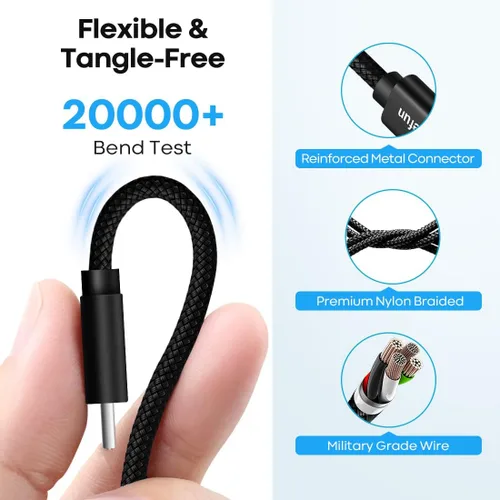Vista 4 de CLEEFUN Cable USB C extralargo, 26 pies / 26.2 ft, cable de alimentación USB a USB C - Cable de carga tipo C de 26 pies (sin datos) para teléfono